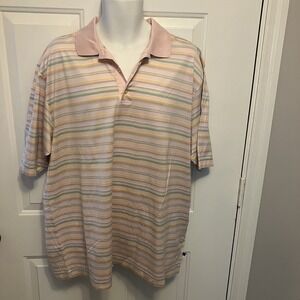 Como Sport Polo Shirt Size XXL Made in‎ Italy Pink Striped Men's
